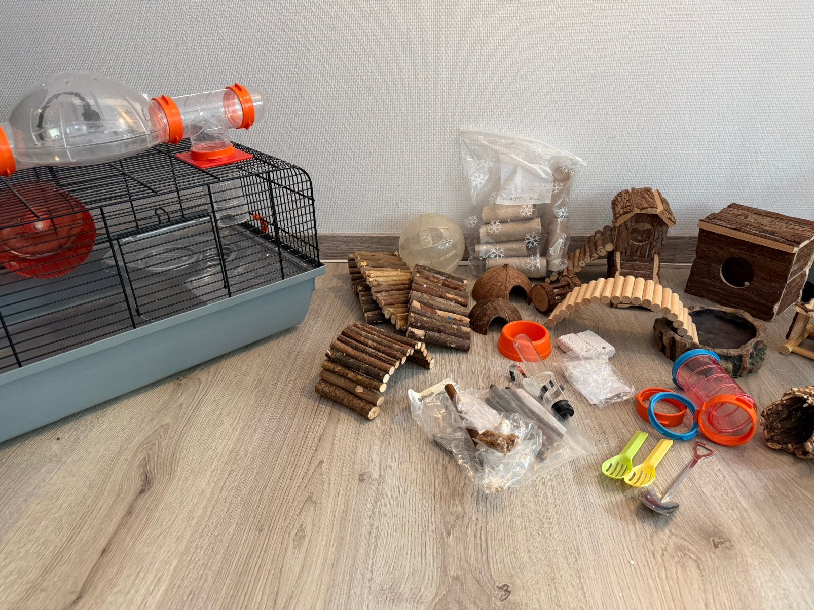 Compleet hamsterpakket – €70, Dieren en Toebehoren, Kooi, Minder dan 75 cm, Zo goed als nieuw, Hamster