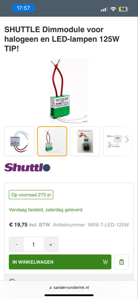 10x Shuttle Universele Dimmer 125W voor LED/Halogeen, Ophalen of Verzenden, Nieuw, Schakelaar
