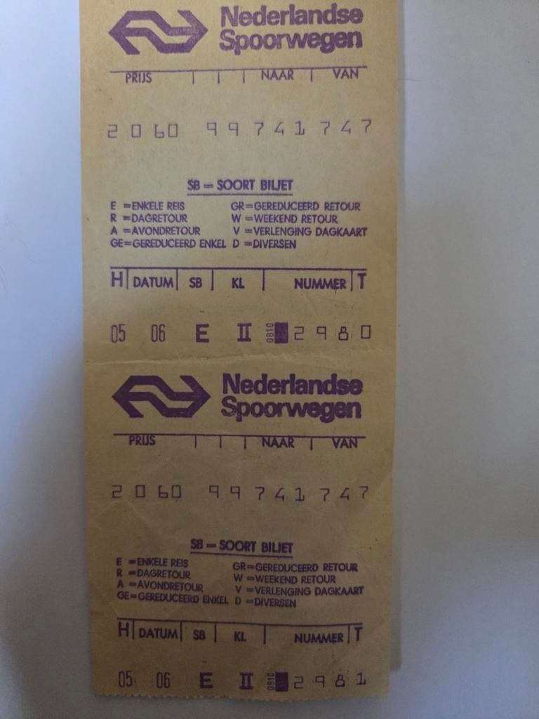 NS Treinkaartje uit 1980 - Uniek verzamelobject, Ophalen of Verzenden