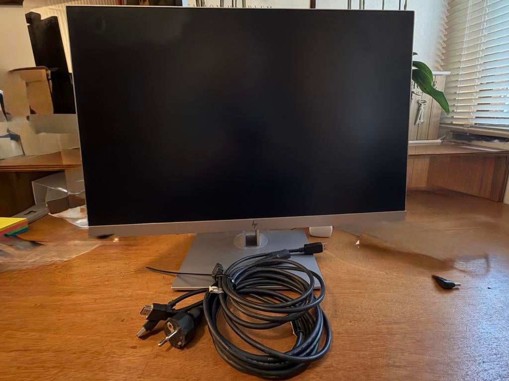 HP EliteDisplay E243i 24 inch monitor met kabels, Computers en Software, Monitoren, Ophalen, Gebruikt, IPS, In hoogte verstelbaar