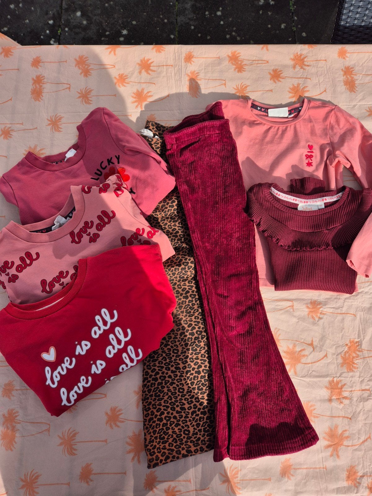 Jubel kledingpakket - Diverse roze en rode items, Kinderen en Baby's, Broek, Gebruikt, Meisje, Ophalen of Verzenden
