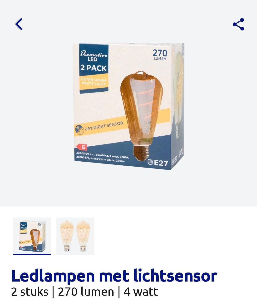 6x ledlampen met lichtsensor, Huis en Inrichting, Lampen | Losse lampen, Led-lamp, Nieuw, Overige merken, E27 (groot)
