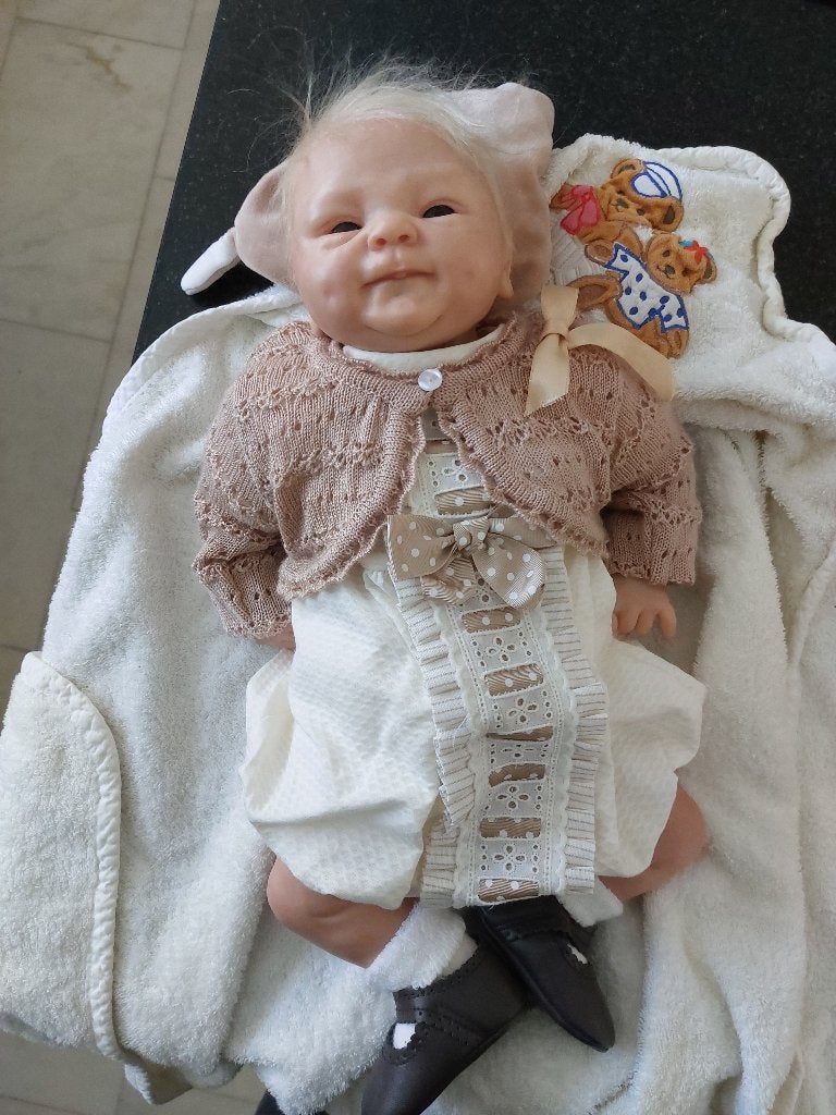 Prachtige Reborn Baby Coco Malu (Elisa Marx) met certificaat, Verzamelen, Poppen, Zo goed als nieuw, Babypop, Levensecht of Reborn