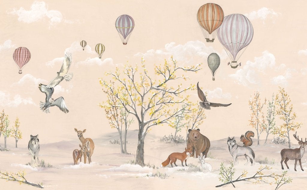 Bosdieren behang Forest Expedition, vliesbehang 450 x 280 cm, Verzenden, Nieuw
