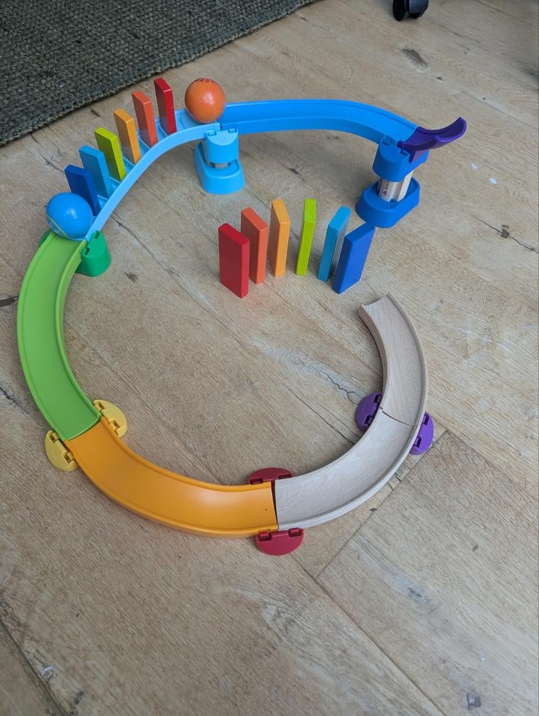 Haba Kullerbu knikkerbaan donut domino, Kinderen en Baby's, Speelgoed | Overig, Gebruikt, Jongen of Meisje, Ophalen of Verzenden