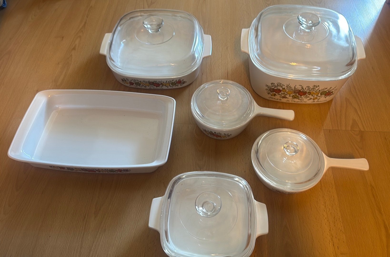 6 Corning Ware serie Spice of Life Ovenschalen, Huis en Inrichting, Ophalen, Zo goed als nieuw, Steen/keramiek, Overige merken