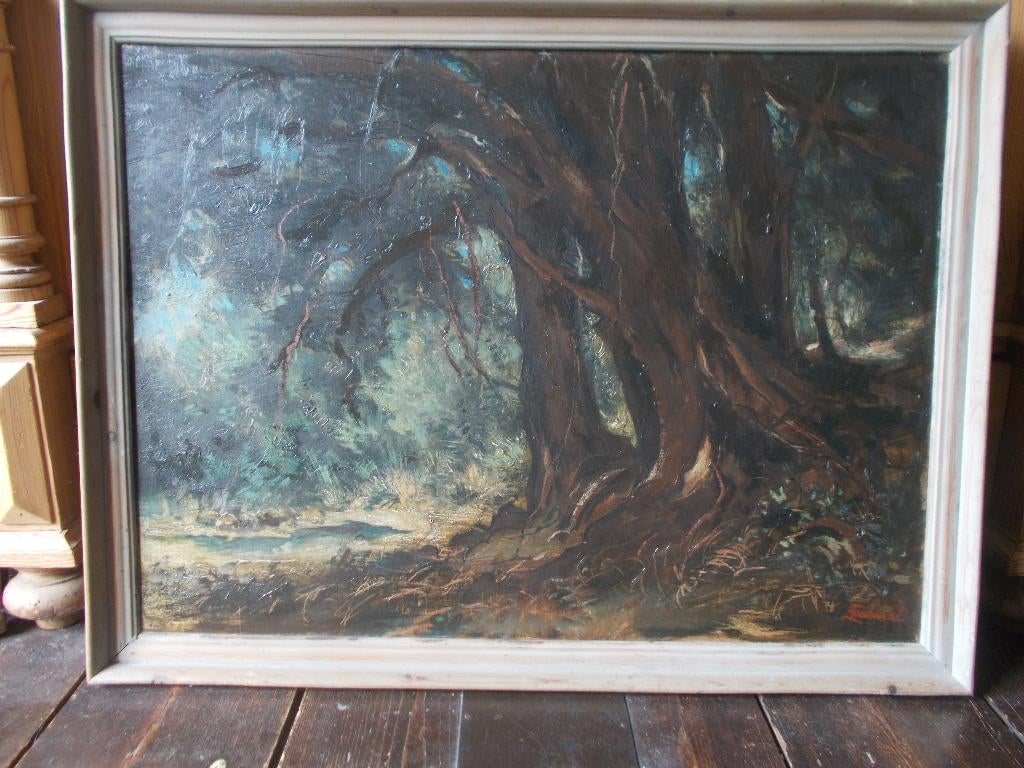 Theo Goedvriend(1879-1969) Olieverfschilderij Met Bosgezicht, Ophalen