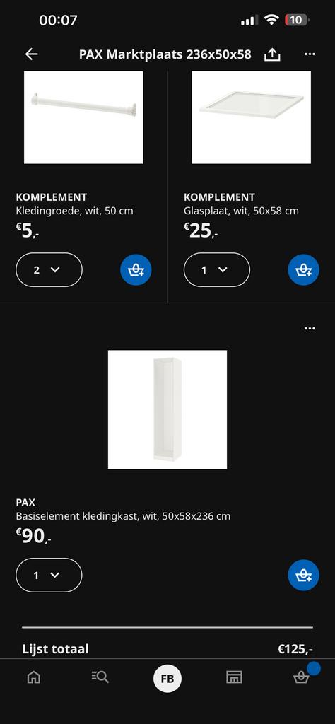 IKEA Pax kast wit 236x50x58, Huis en Inrichting, Kasten | Kledingkasten, Zo goed als nieuw, 200 cm of meer, 50 tot 100 cm, 50 tot 75 cm