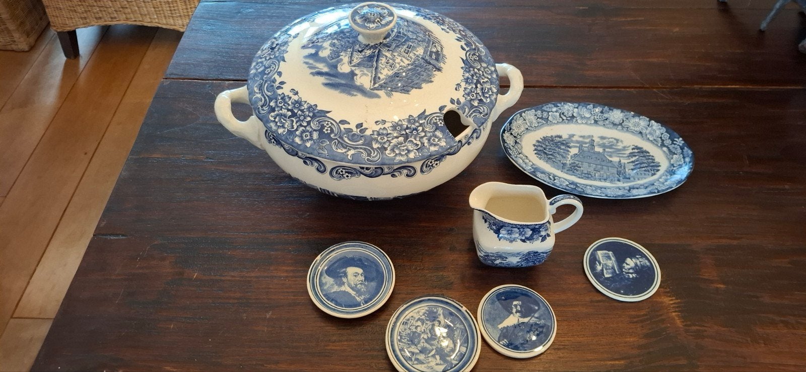 Antiek Royal Tudor Ware Servies - Blauw/Wit, Ophalen