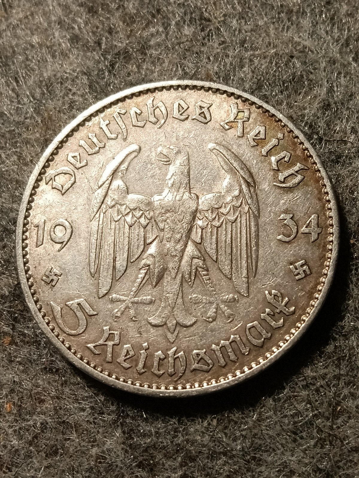 Vijf reichsmark zilver 1934 Duitsland, Ophalen of Verzenden, Duitsland, Zilver