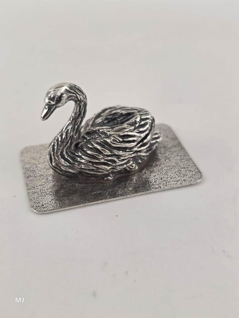 Zilveren miniatuur Zwaan                                Z216, Antiek en Kunst, Antiek | Goud en Zilver, Ophalen of Verzenden, Zilver