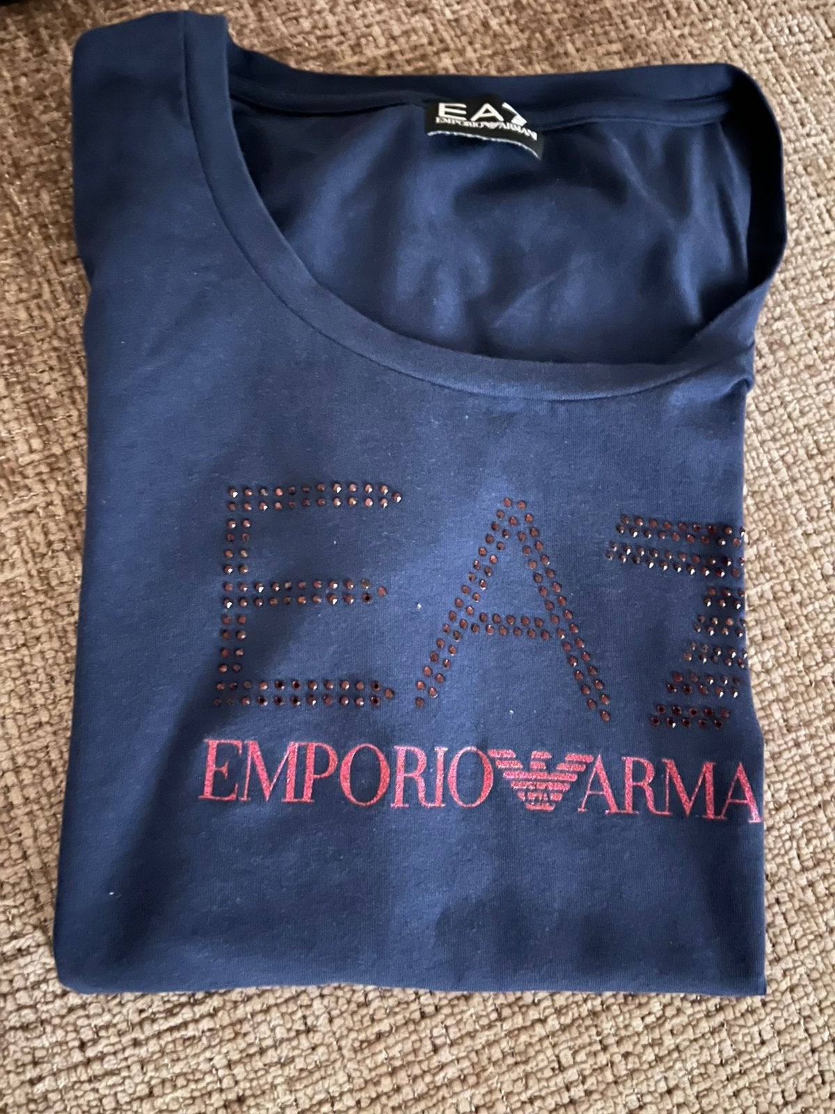 EA7 Emporium Armani t shirt / top met pailletjes logo mtM/L, Maat 38/40 (M), Ophalen of Verzenden, Zo goed als nieuw, Korte mouw