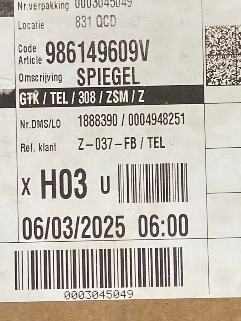 Spiegel - Artikelnummer 986149609V, Ophalen, Zo goed als nieuw