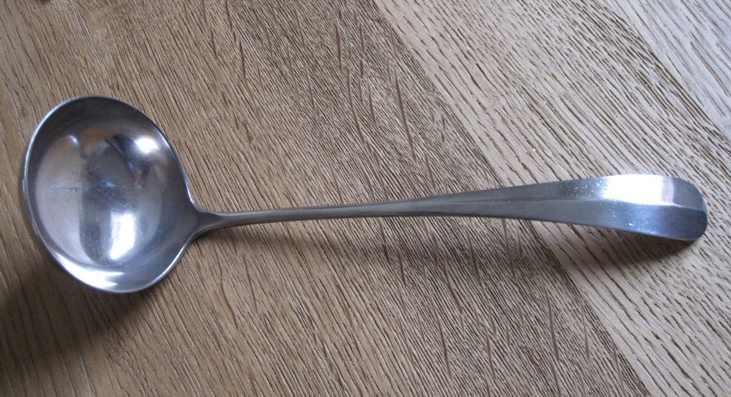 Soeplepel, zwaar verzilverd, Antiek en Kunst, Ophalen of Verzenden