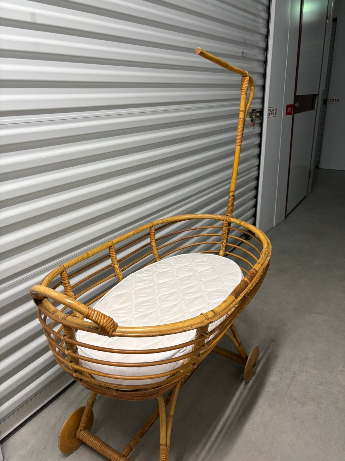 Bamboe rotan wieg newborn, Ophalen, Gebruikt, Wieg