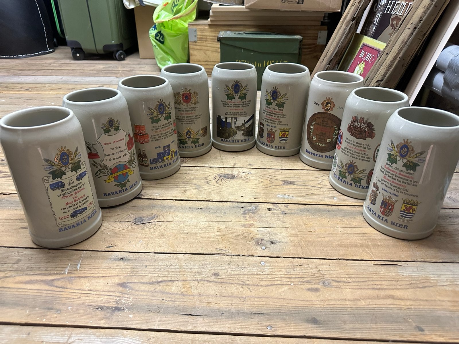 Set van 9 Bavaria Bierpullen - Jubileumeditie, Ophalen of Verzenden