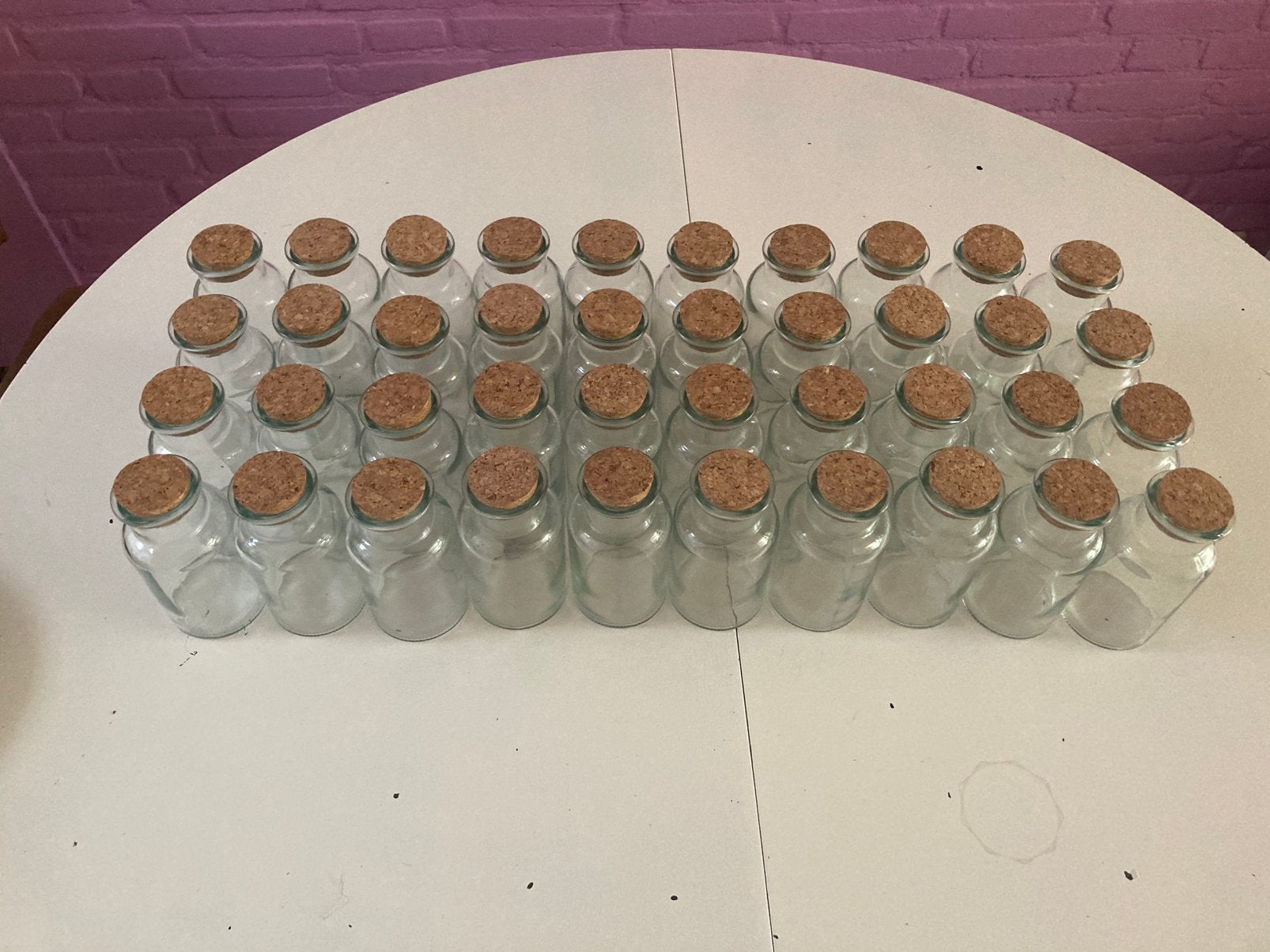 40 x Glazen potjes met kurk voor kruiden of thee, Glas, Ophalen of Verzenden, Zo goed als nieuw, Voorraadpot