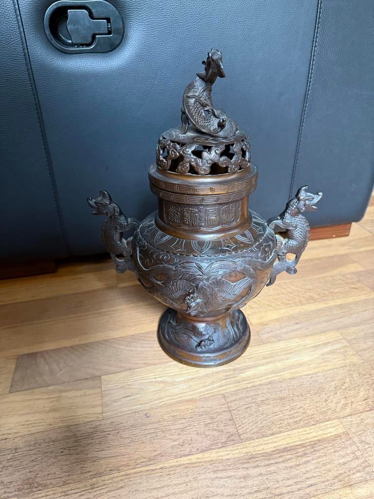 Antieke Chinese Wierookbrander met Drakenmotief, Ophalen of Verzenden