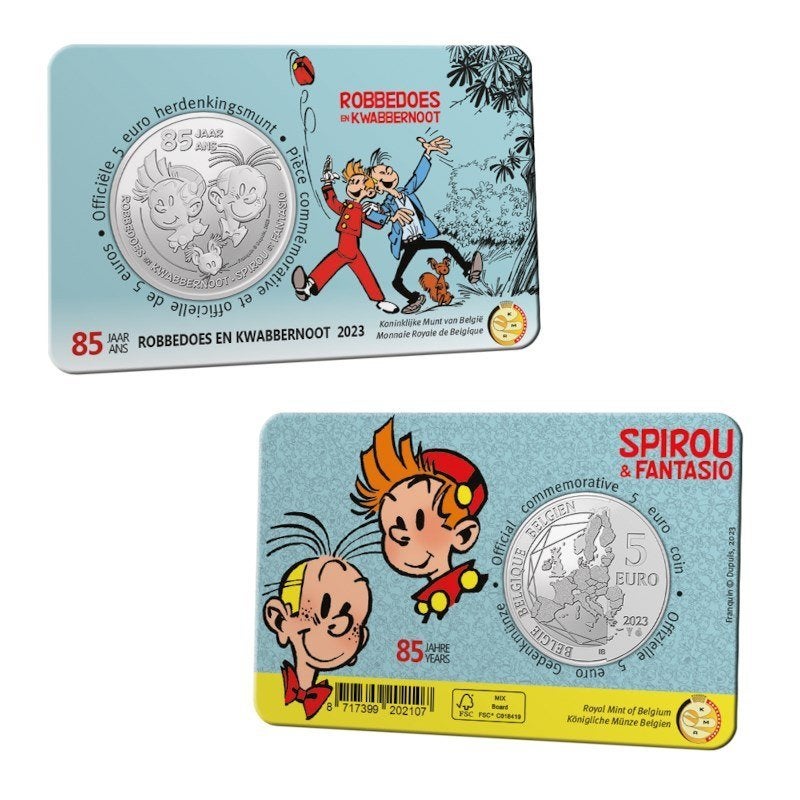 5 Euro Belgie 2023 BU Coincard - 85 jaar Robbedoes - Reliëf, Verzenden, België, 5 euro, Losse munt