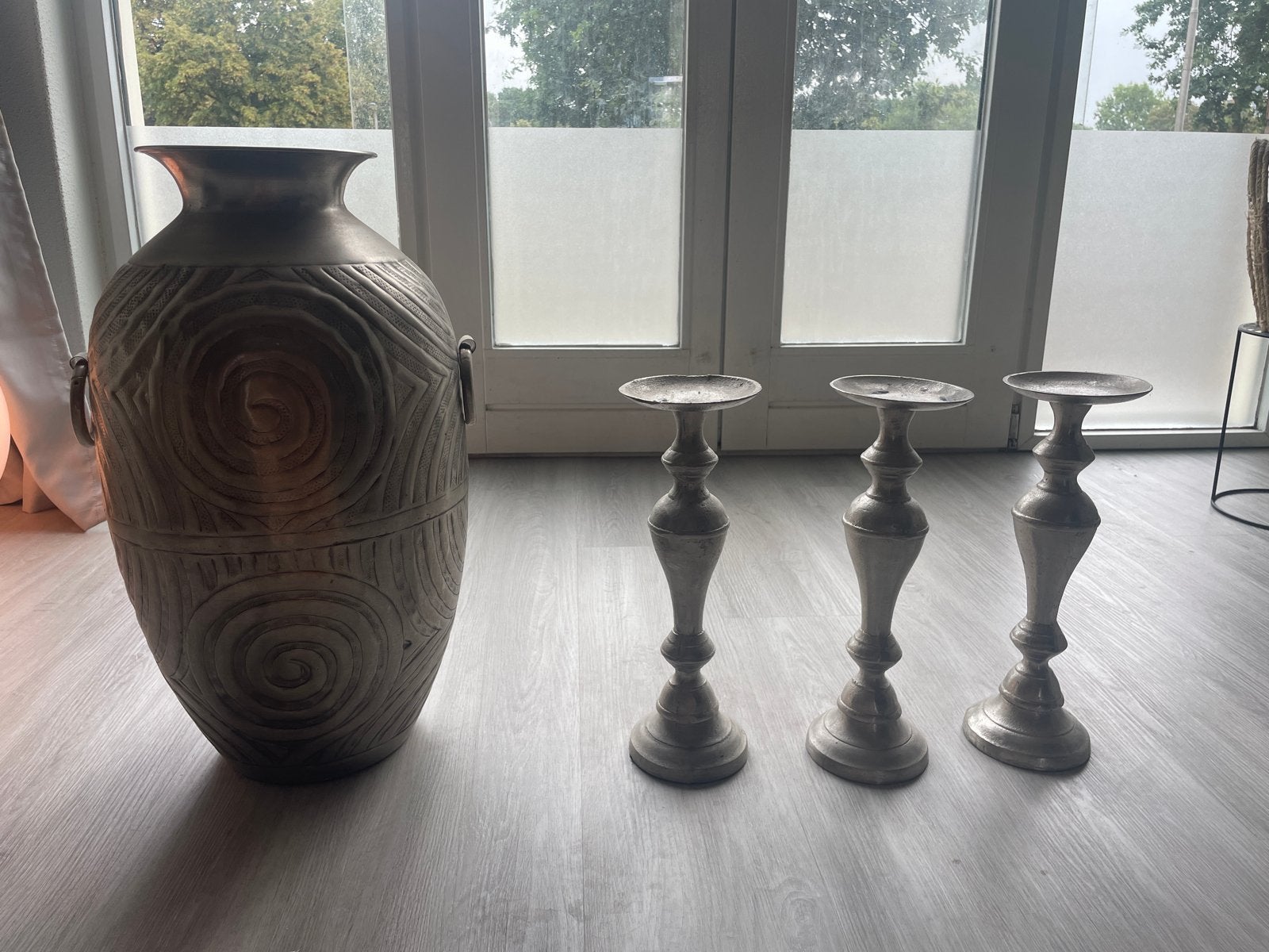 Grote vaas met 3 kandelaars - Home Accents, Huis en Inrichting, Woonaccessoires | Kandelaars en Kaarsen, Gebruikt, Overige merken
