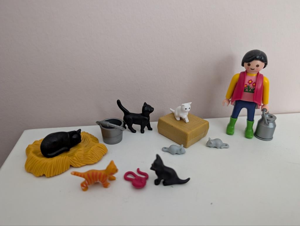 Playmobil poezen familie, dieren, boerderij, Ophalen of Verzenden, Zo goed als nieuw, Complete set