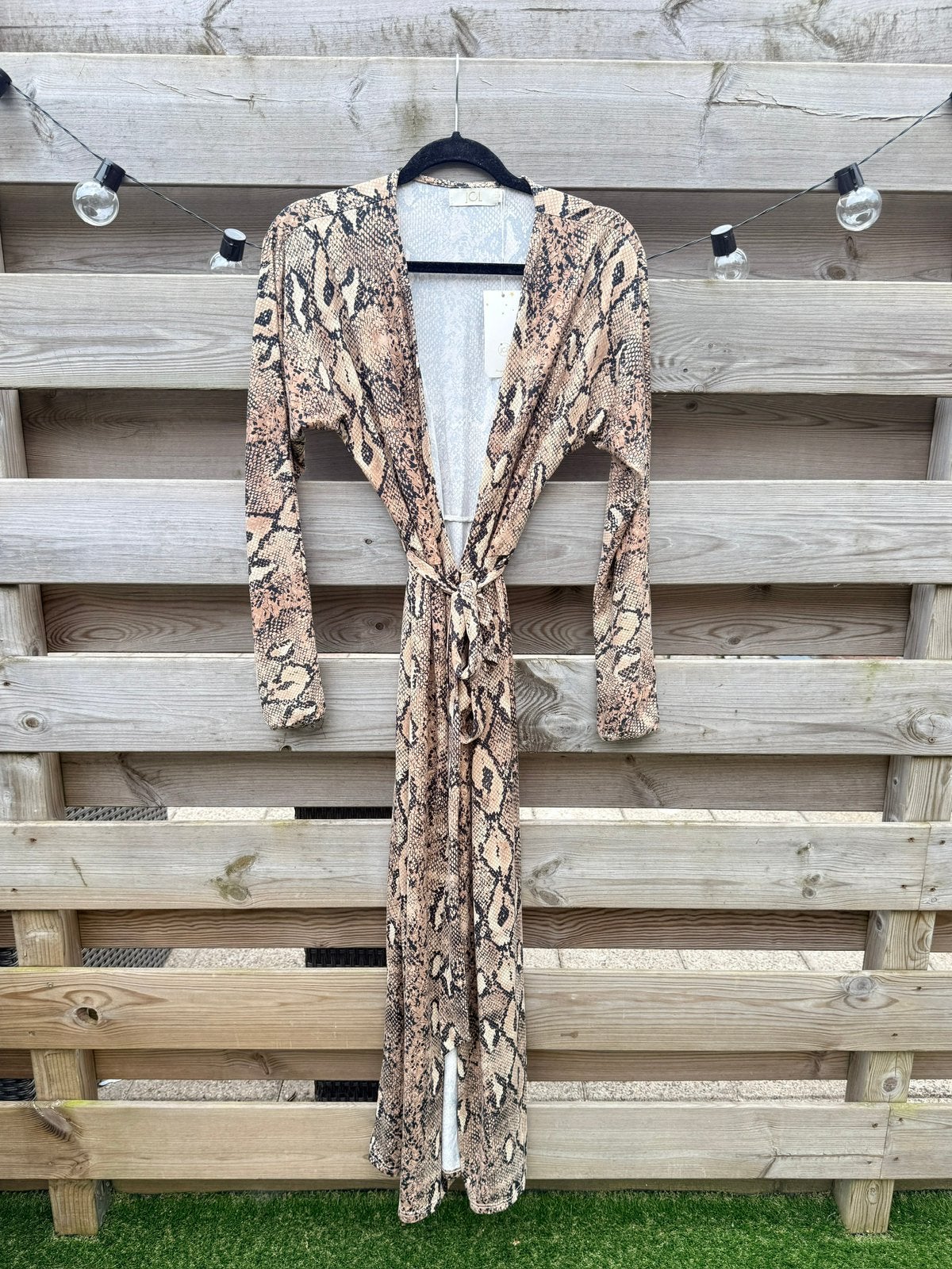 JCL | Jurk lang slangenprint | Maat M, Kleding | Dames, Maat 38/40 (M), Bruin, Verzenden, Nieuw