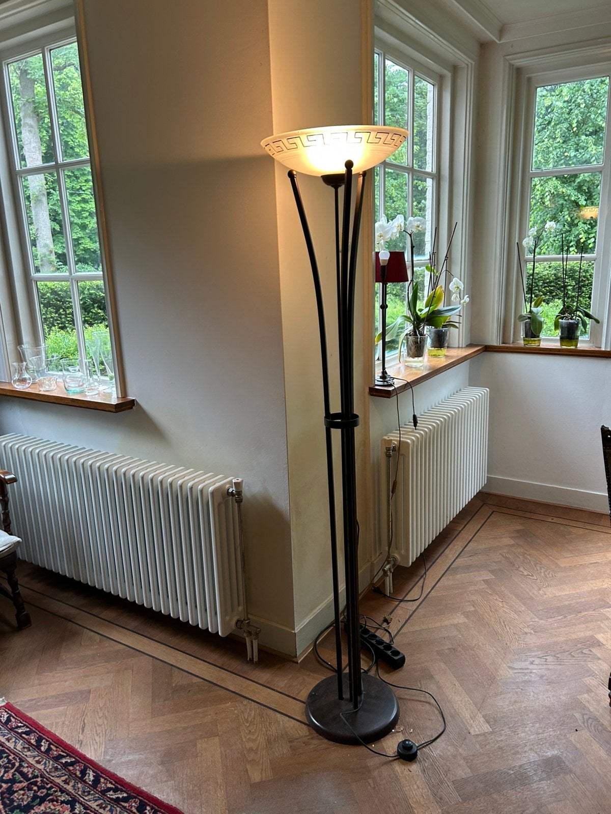 Elegante vloerlamp & tafellamp- art deco stijl, Huis en Inrichting, Ophalen, Gebruikt, Glas, 150 tot 200 cm