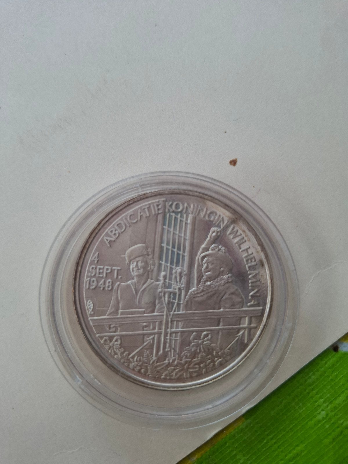 Zilveren munt Abdicatie Koningin Wilhelmina 1948, Postzegels en Munten, Munten | Nederland, Zilver, Koningin Wilhelmina, Losse munt
