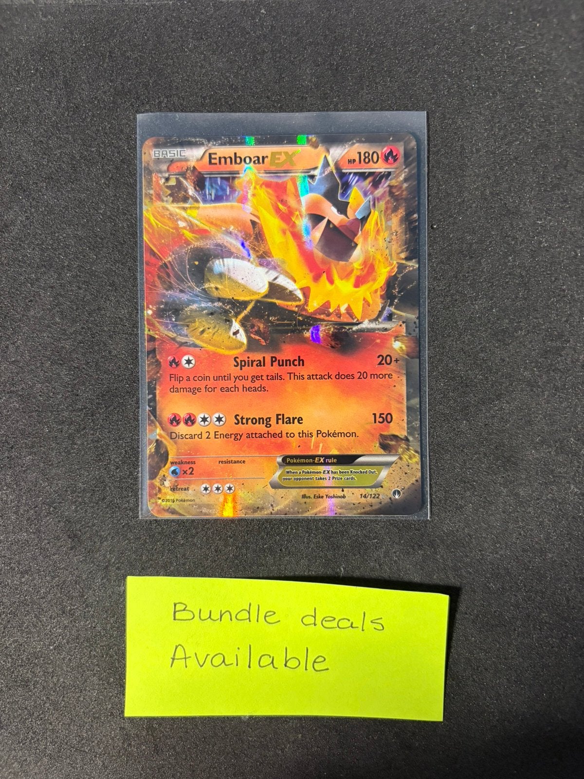 Pokemon kaart Embaor ex - XY Breakpoint - Pokemon tcg, Ophalen of Verzenden, Zo goed als nieuw, Losse kaart
