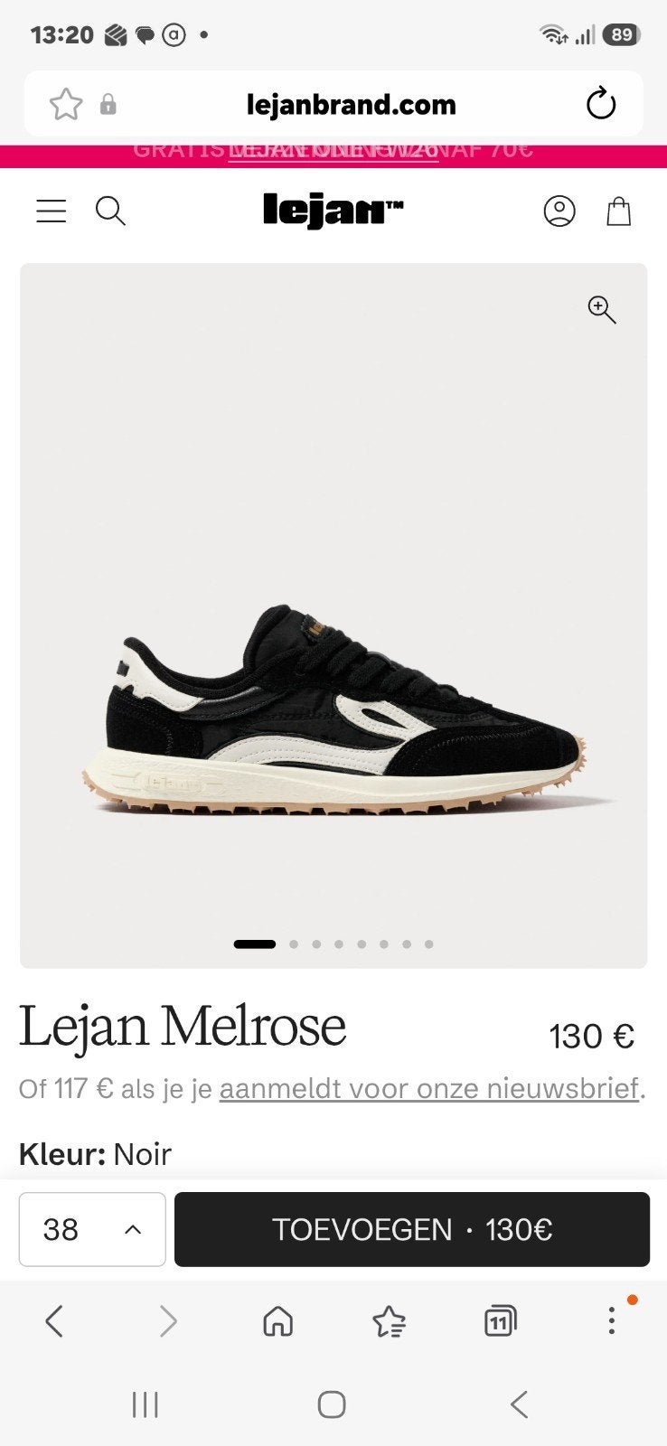 €60 Lejan Melrose Barefoot sneakers zwart - Maat 38 - Nieuws, Kleding | Dames, Lejan, Zwart, Ophalen of Verzenden, Sneakers of Gympen