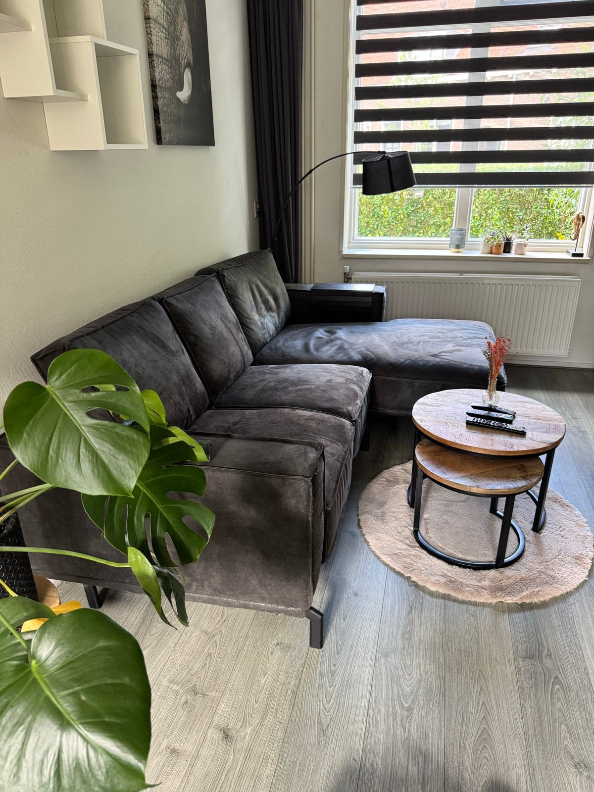 Set van 2 Mangohouten Salontafels - Rond, Ophalen, Rond, 50 tot 100 cm, Zo goed als nieuw