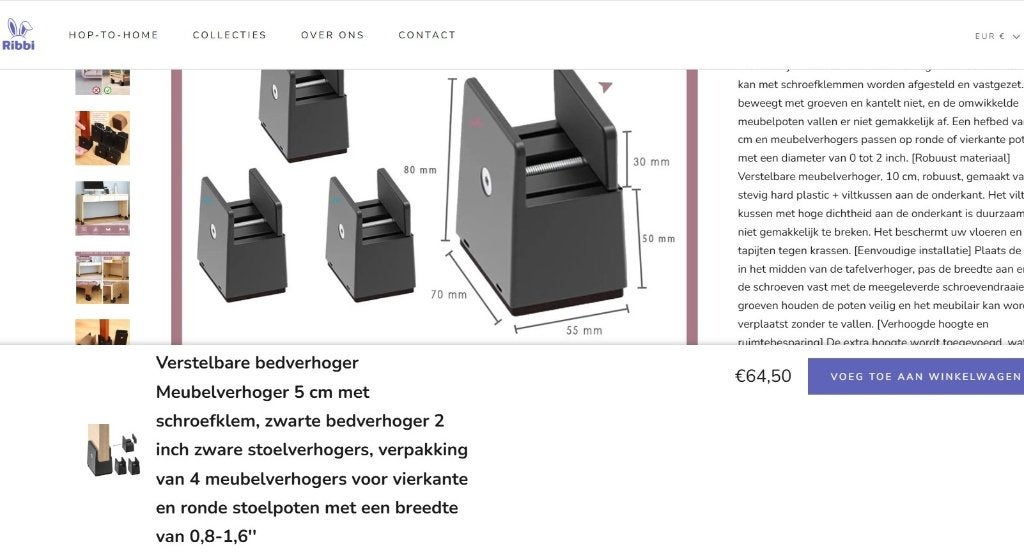 meubel of tafelverhogers 4 stuks ZGAN - bedverhoger, Ophalen of Verzenden, Zo goed als nieuw