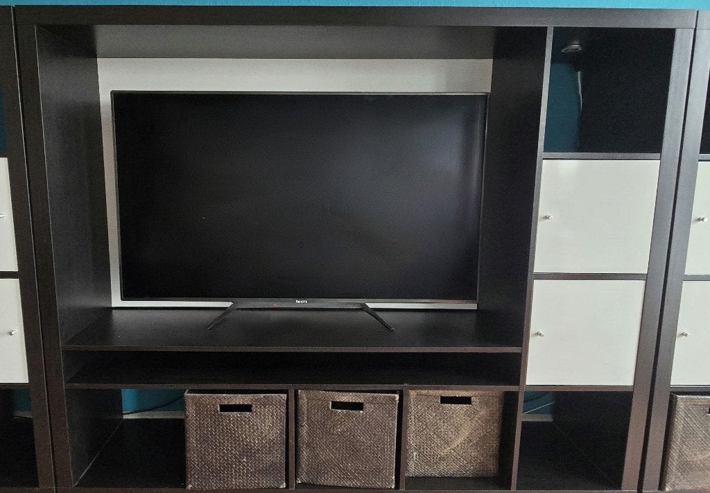 TV-meubel Ikea Expedit, zwartbruin inc. inzet, Ophalen, Kunststof, Gebruikt, 100 tot 150 cm