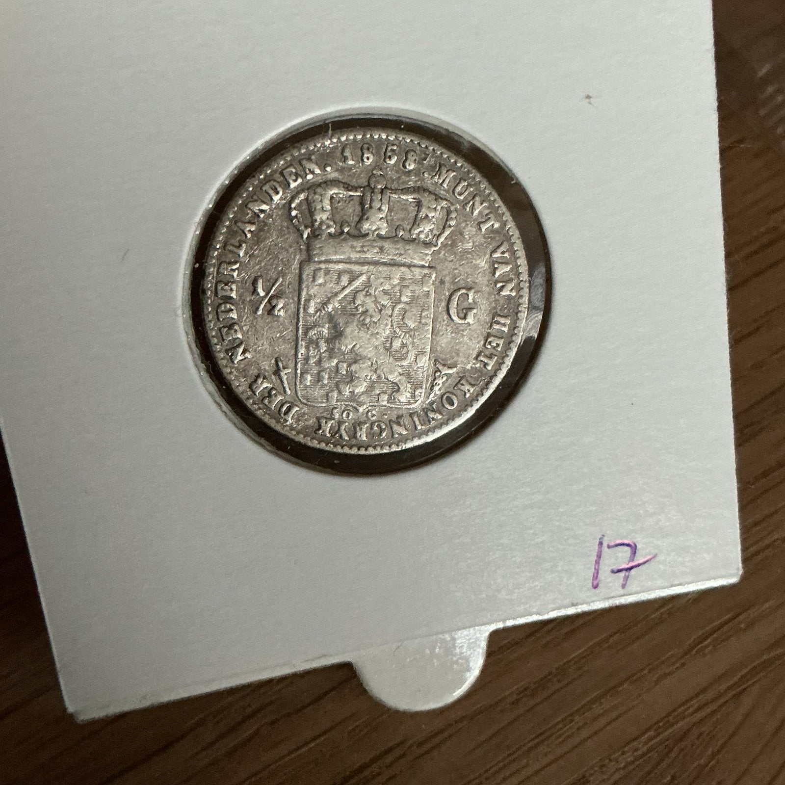 Halve gulden 1858, Postzegels en Munten, Ophalen of Verzenden, Koning Willem III, ½ gulden