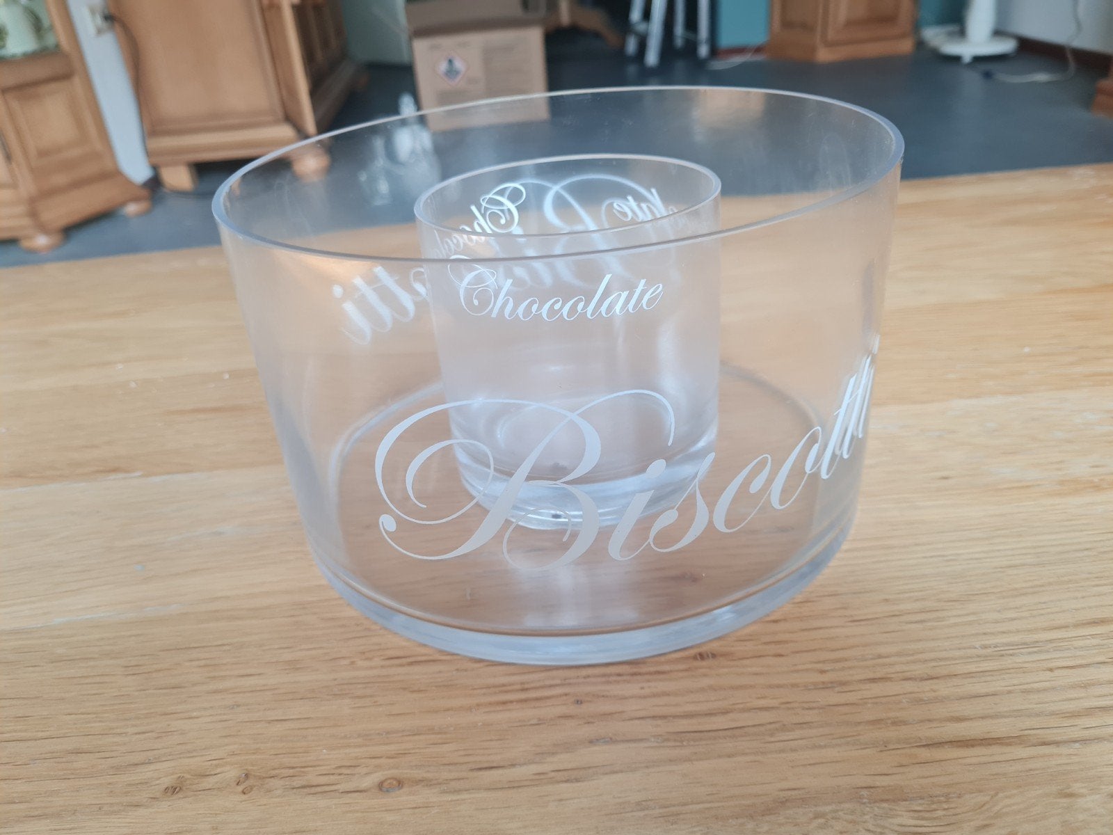 Glazen schaal met binnenbak voor snacks of dips, Huis en Inrichting, Ophalen of Verzenden, Gebruikt, Glas