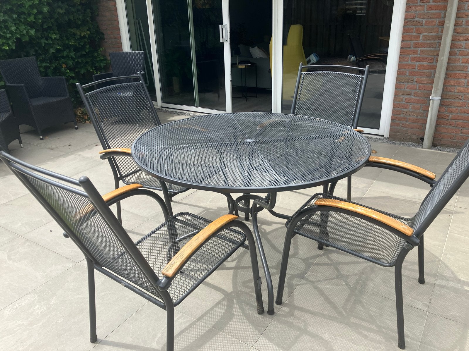 Royal Garden ijzeren tuinset met 4 stoelen, Ophalen, Gebruikt, Eettafel, Tuinset