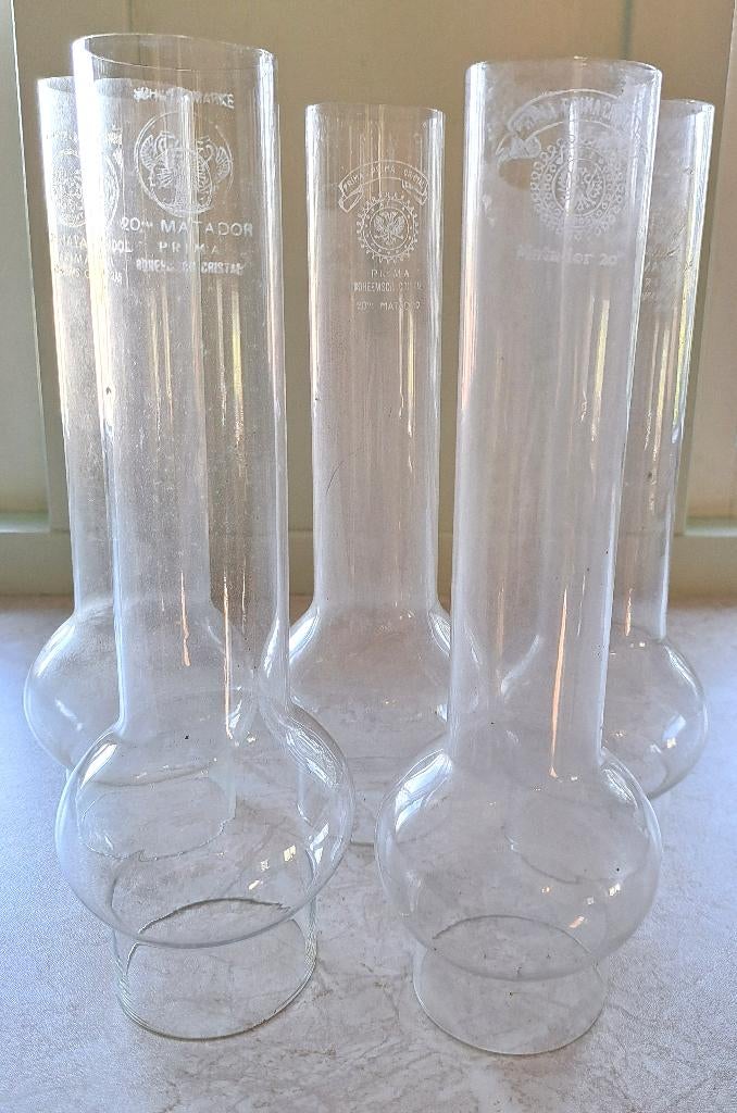 5x olielamp glas kristal lampenglas Matador buikglas, Verzenden