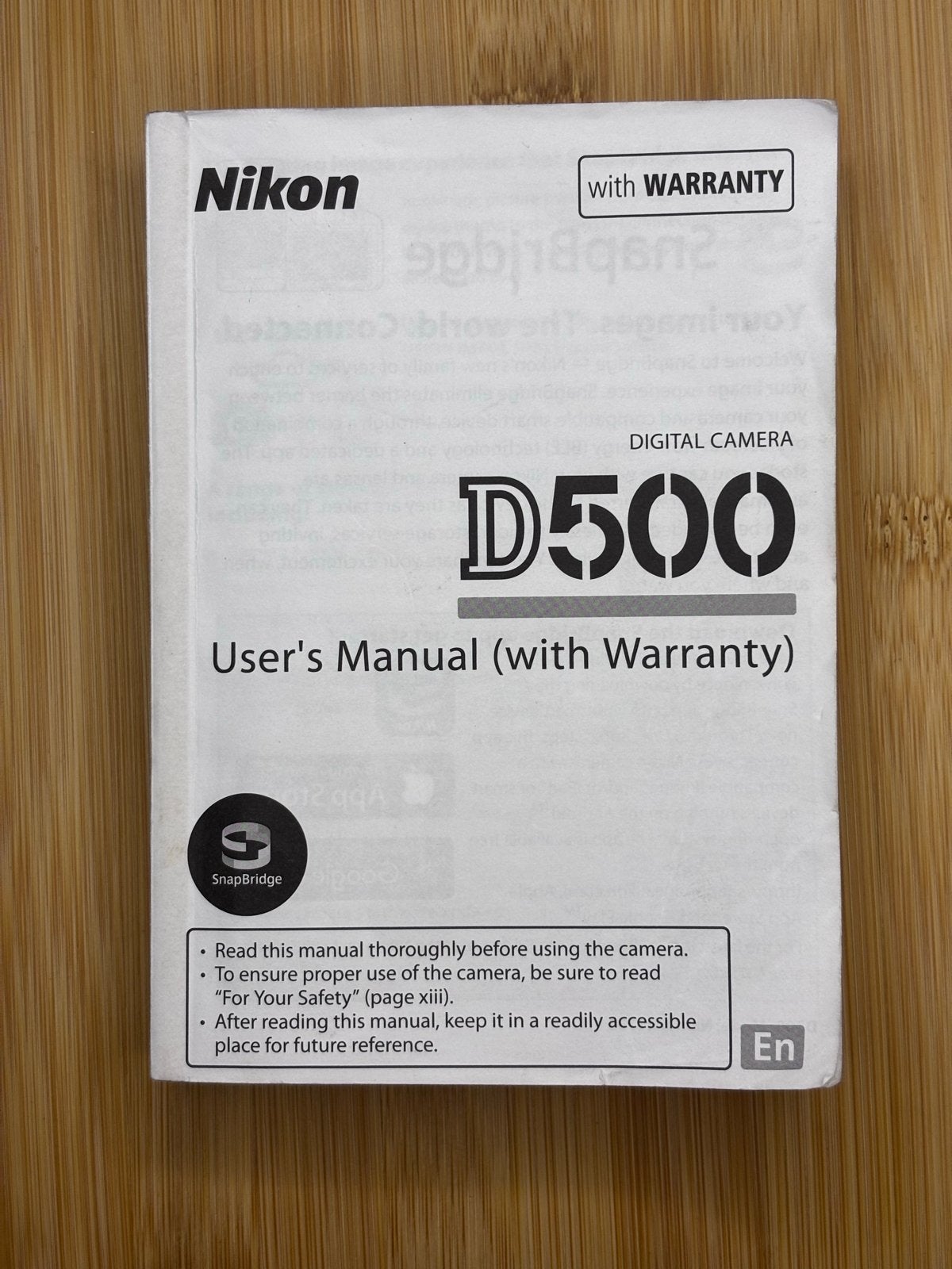 Nikon D500 Gebruikershandleiding engelstalig, Ophalen of Verzenden, Nikon, Geen optische zoom