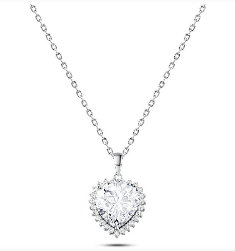 Witgoud halsketting - 1.79ct Heart cut Diamant, Wit, Nieuw, Ophalen of Verzenden, Hart
