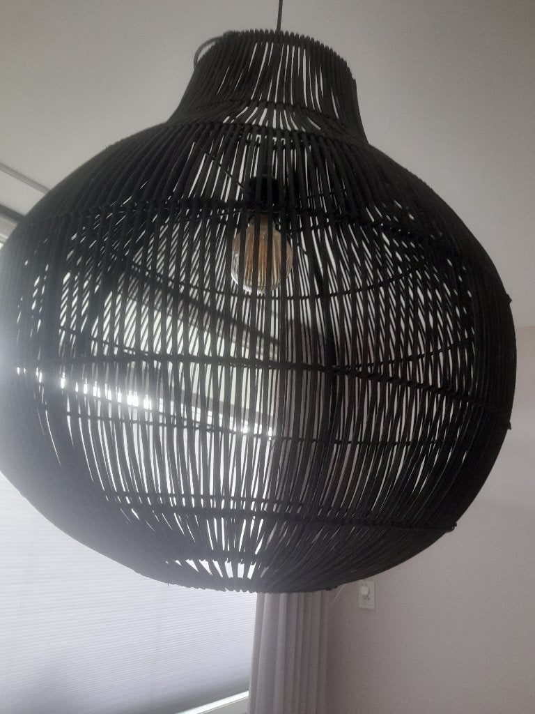 Rotan hanglamp zwart -, Gebruikt, Bohemian, Modern, Scandinavisch, Natuurlijk materiaal, Overige fittingen