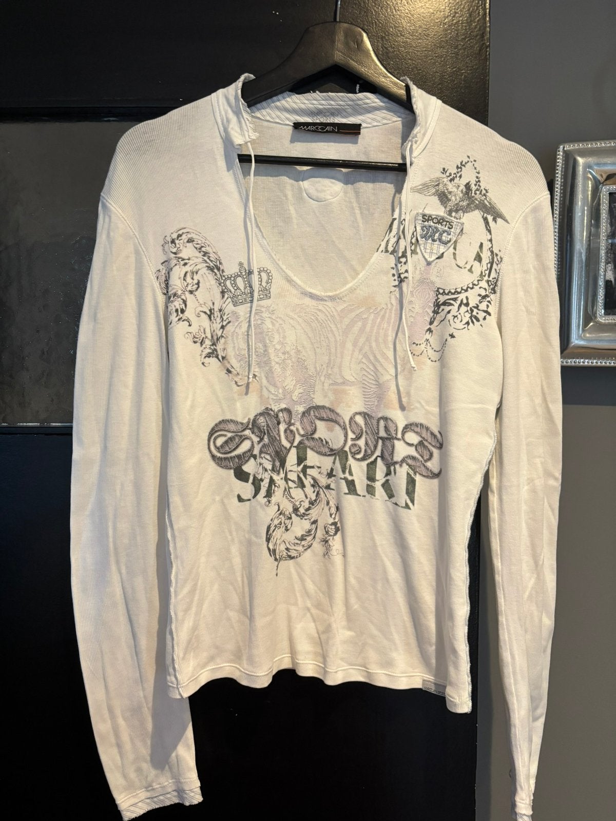 Marccain shirt maat 36, Wit, Ophalen of Verzenden, Zo goed als nieuw, Lange mouw