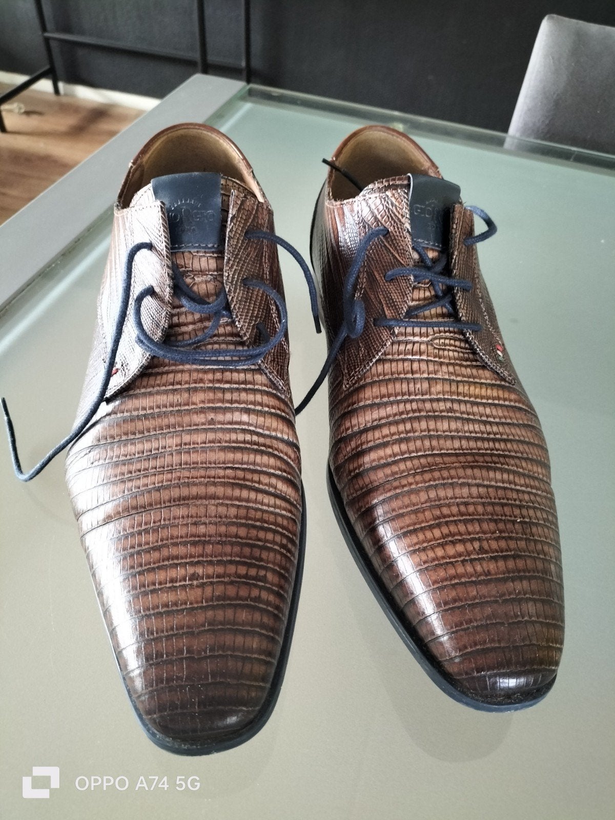 Giorgio heren veterschoenen maat 44 - bruin met reptielprint, Ophalen of Verzenden