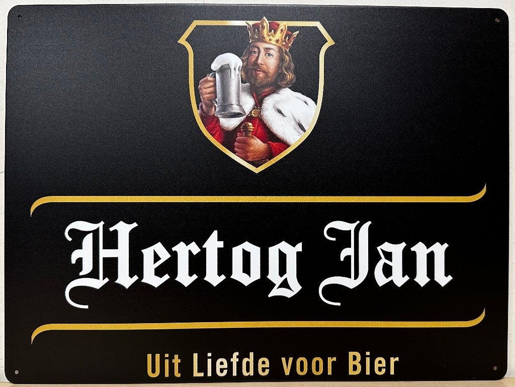 Hertog Jan bier zwart reclamebord van metaal wandbord deco