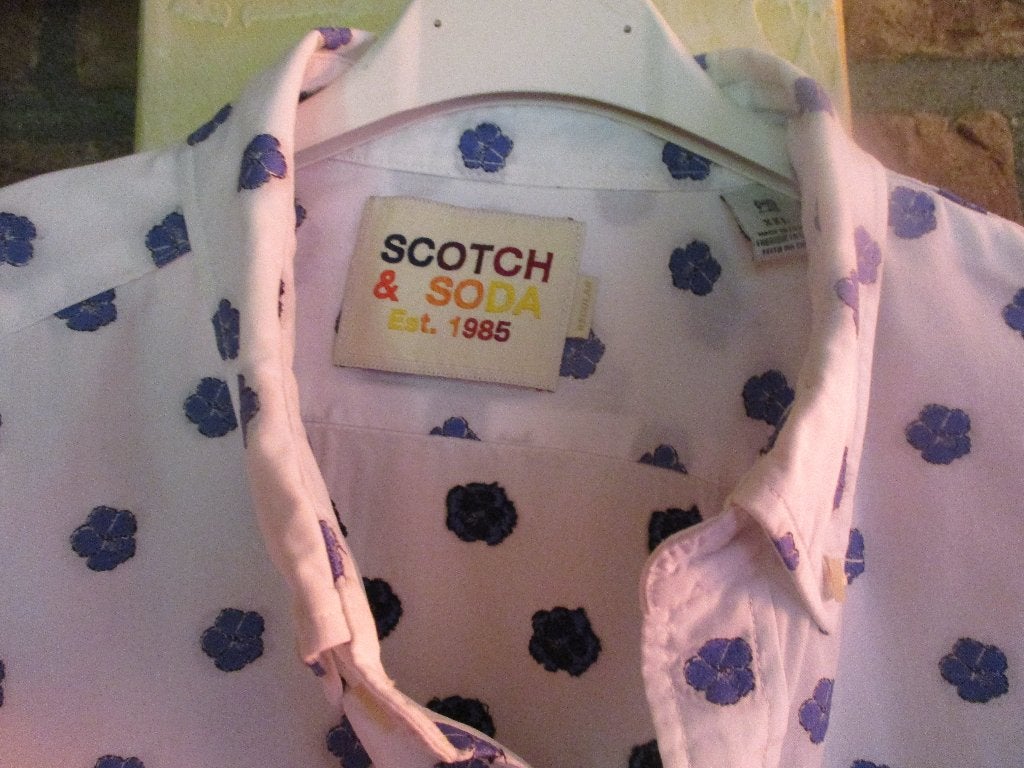 mj/SCOTCH & SODA/overhemd/XXL regular/wit met VIOOLTJES, Overhemd, Verzenden, Wit, Zo goed als nieuw