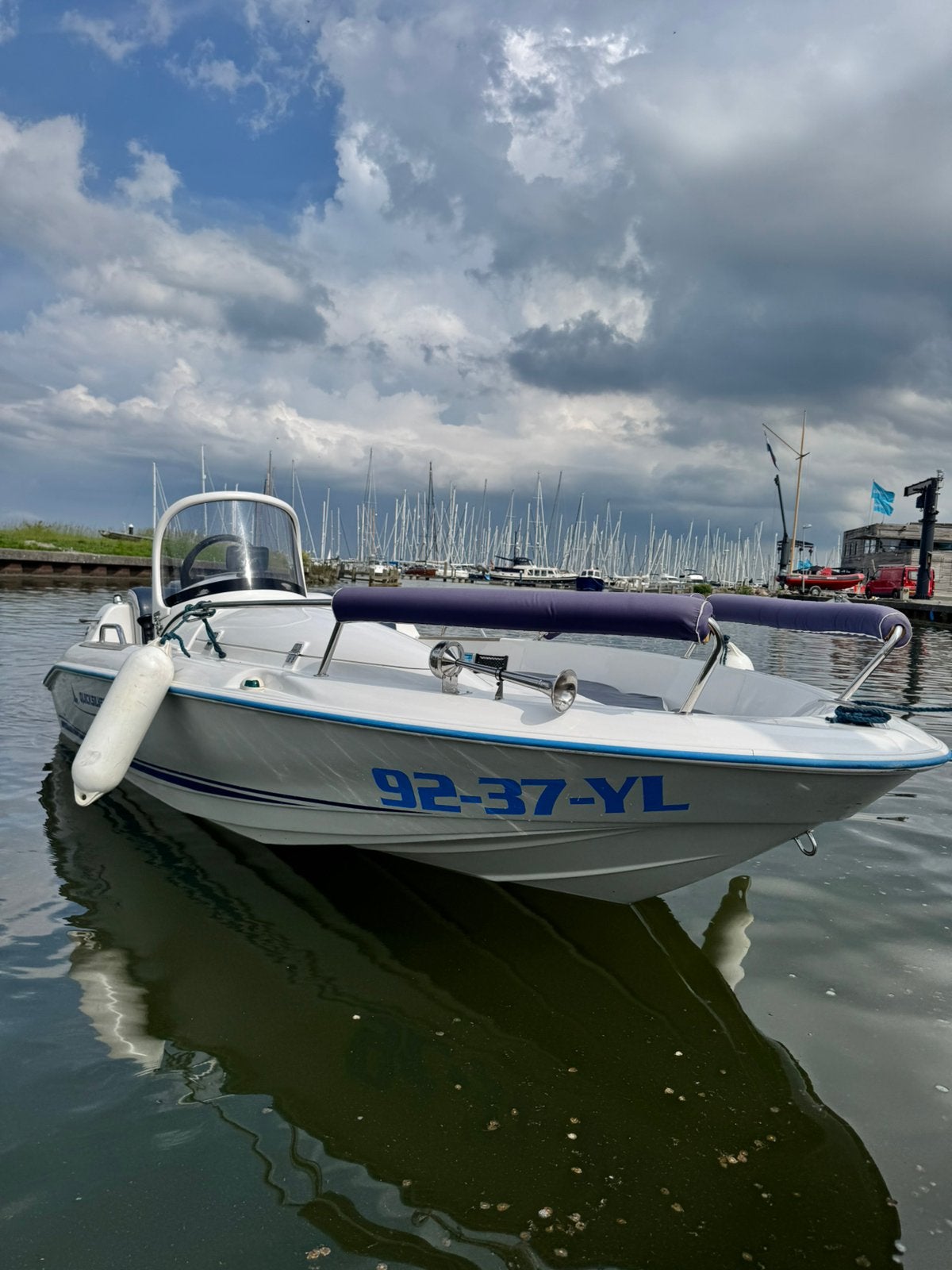 QuickSilver 425 consoleboot + mariner 50pk EFI  Kalf trailer, Ophalen, Gebruikt, Viertaktmotor, Quicksilver