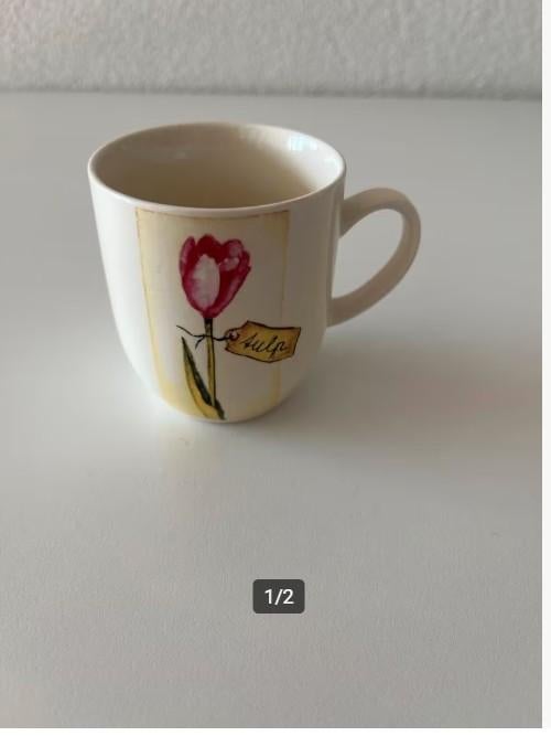 TS Koffiebeker met Tulp, Keramiek, Overige typen, Ophalen of Verzenden, Zo goed als nieuw