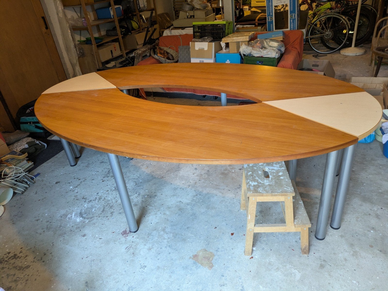 Ovale vergadertafel - handig in delen te vervoeren, Ophalen, Gebruikt, 150 tot 200 cm, 200 cm of meer
