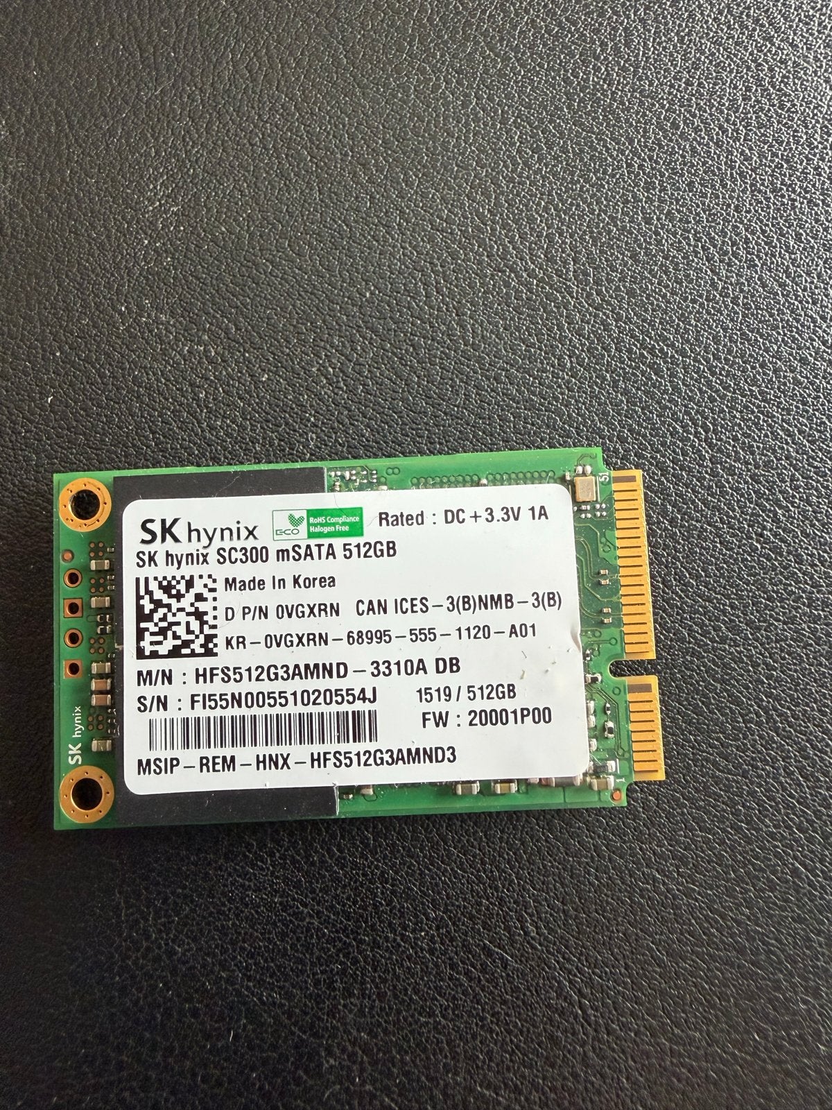 SK Hynix SC300 mSATA 512GB SSD - Zo goed als nieuw, Intern, 512GB, Ophalen of Verzenden, Zo goed als nieuw