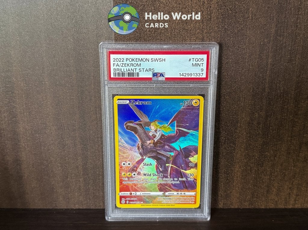 Zekrom Full Art TG05/TG30 - PSA 9 - Brilliant Stars, Ophalen of Verzenden, Zo goed als nieuw, Losse kaart, Foil