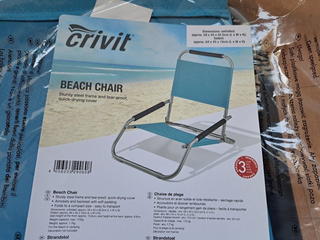 Crivit Strandstoel - Compact en Sneldrogend, Ophalen, Nieuw, Campingstoel